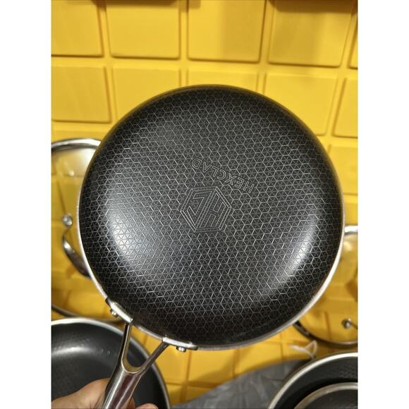 HEXCLAD 7 Piece Nonstick Stainless Steel Frying Pan Set 8 10 12- Lids Wok M $600 - Picture 10 of 10